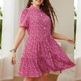 thumbnail image 4 of Robe à Manches Courtes pour Femmes Décontractée Aguichant Mode Été Manches Courtes Col Rabattu Longueur Genou Ample Imprimée Grande Taille Robe en Liquidation, 4 of 9