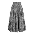 thumbnail image 5 of XIAOCHA Smocked High-Waisted Drawstring Floral Tiered Skirt for Women Flowy Casual Boho-Inspired Everyday Summer Midi Skirt, 5 of 5