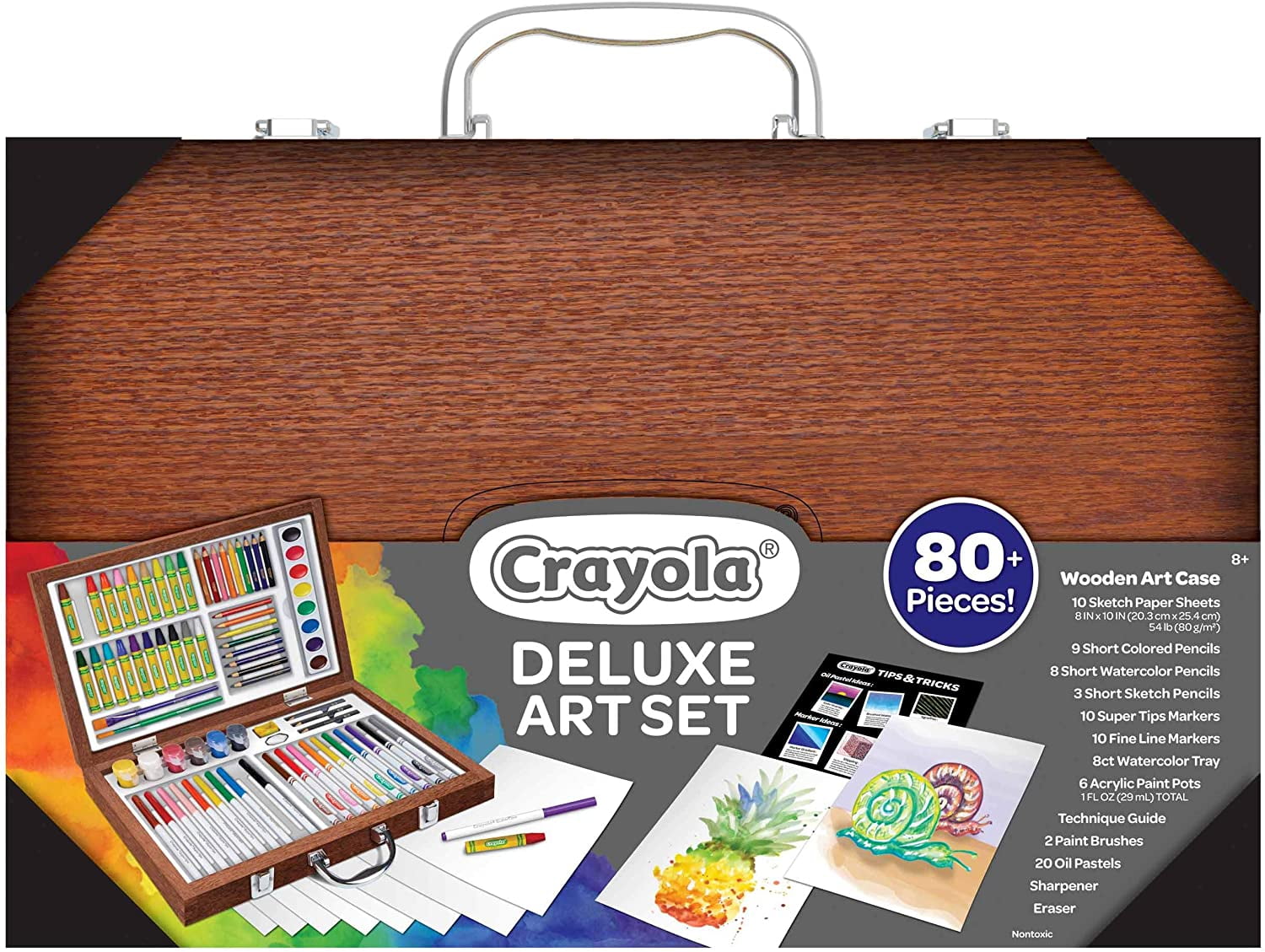 Crayola Wooden Art Set, Over 75 Pieces, Gift for Kids, 8, 9, 10, 11