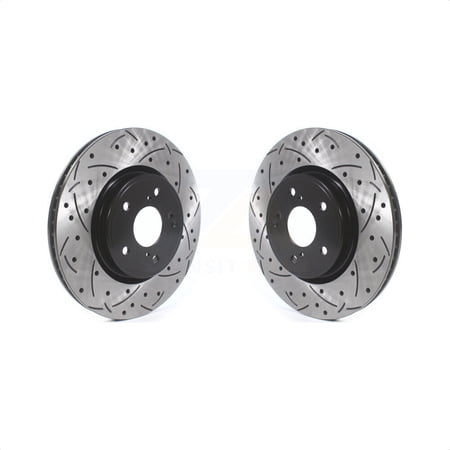 DS-One Front Coated Drilled Slotted Disc Brake Rotors Pair for Car Honda CR-V Civic Accord Acura Integra KD-100408