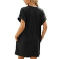 thumbnail image 6 of TEMOFON Womens T Shirt Dresses Summer Short Sleeve Loose Tunic with Pocket Casual Swing Dress Fashion Sundress Solid color Black Size XL, 6 of 8