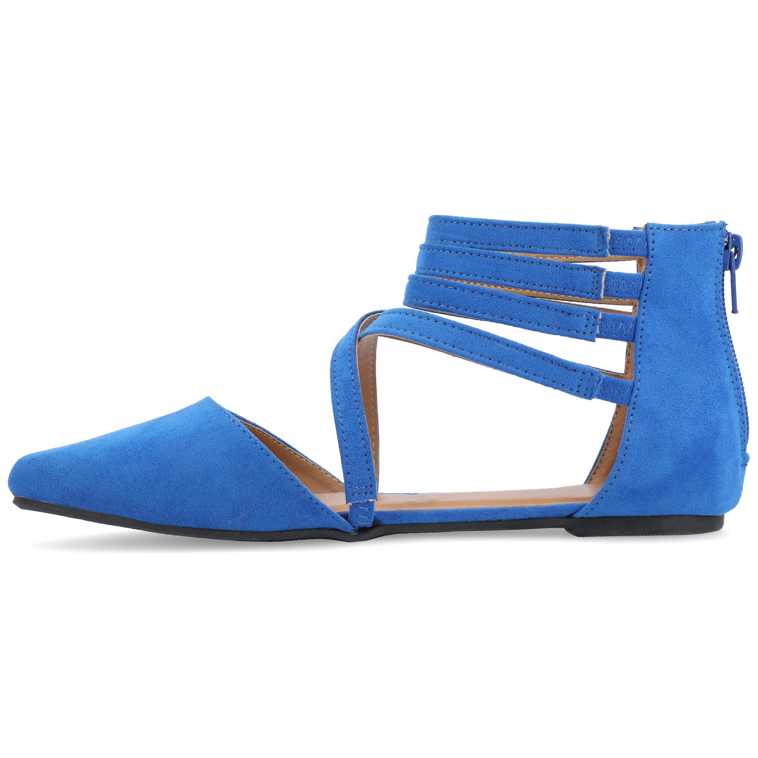 Journee Womens Marlee Back Heel Zip Pointed Toe Cage Flats