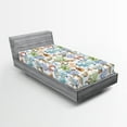 thumbnail image 2 of Ambesonne Ocean Themed Fitted Sheet, Nautical Fish Corals, Twin XL Size, Pale Caramel Sea Blue, 2 of 5