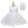 thumbnail image 3 of Quealent Toddler Girl Dresses Baby Girls Pageant Lace Embroidery Dresses Toddler Formal Dress with Headwear White,3-6 Months, 3 of 4