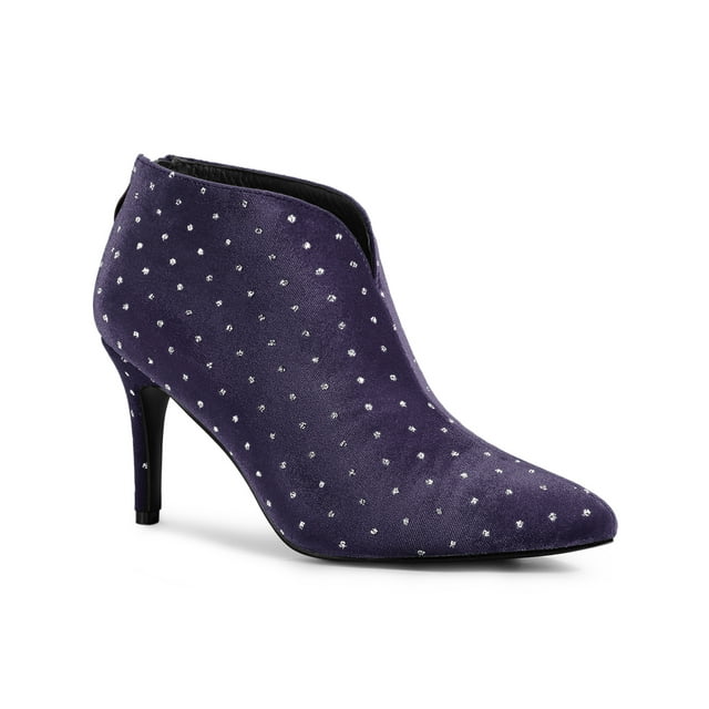 Unique Bargains Bottines à Talon Aiguille pour Femme à Bout Pointu en V Violet (Taille 6,5)