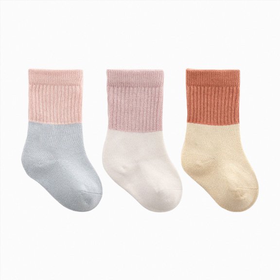 HFHAPW Toddler Grip Socks Non Slip Crew Socks Socks for Baby Boys Girls | Cute Seamless Cotton Socks 3 Pairs(Blue,6-12 M)