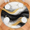 thumbnail image 2 of Black White Gray Gold Marble Pattern Round Fitted Tablecloth with Elastic Edge,Dining Table Cover Waterproof,Outdoor Round Tablecloth for Camping,Dining,Indoor and Outdoor, 2 of 7