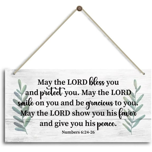 May The Lord Bless You, Wood Blessed Sign for Home Decor Shelf, Living Room Ornaments Sign, Christian Gifts - Religious Gifts -Faith Wall Decor Sign 10x5 Inch