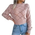 thumbnail image 2 of Black**Friday on Sale ChaoHeng Sweaters for Women Trendy Women's Solid Color Argyle Lace Pullover Sweater,Casual Long Sleeve Round Neck Top, 2 of 8