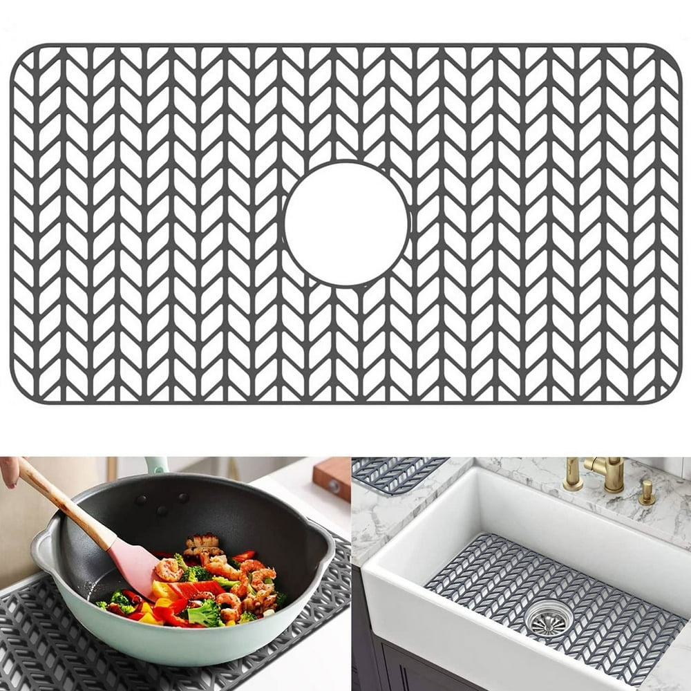 Silicone Sink Mat Protector 26 14 inch Anti Slip Kitchen Sink Mat Grid Heat Resistant Sink Grid Grate Accessories Folding Drain Center Protecting Mat Liner Upper Hole Walmart