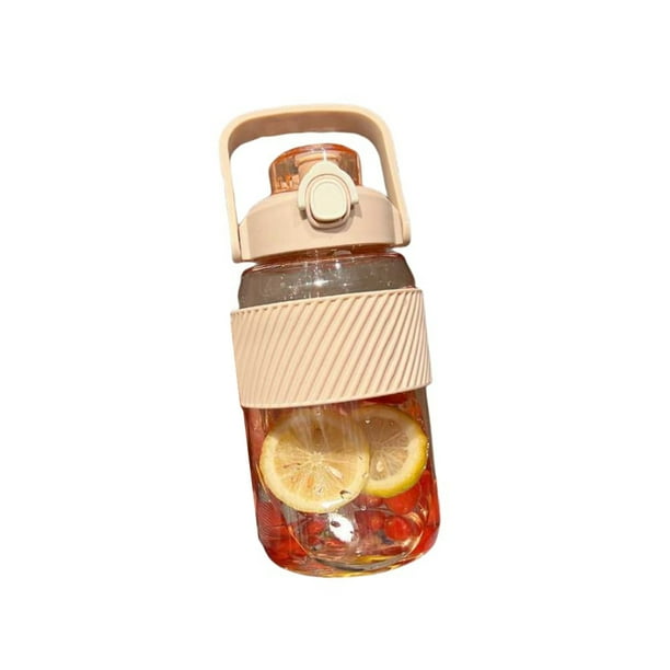 Billuyoard Hervidor de agua de plástico de 1,5 l a prueba de fugas, jarras de Fitness de doble para deportes al aire libre, taza de paja para Cocina y Comedor Rosa/1500ML