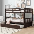 thumbnail image 3 of Leumius Full Over Full Size Bed Frame with Trundle, Ladder and Guardrails, Convertible to 2 Full Size Beds, Rubber Wood Bed with Twin Size Trundle for Boys Girls Espresso, 3 of 9
