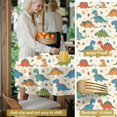 thumbnail image 5 of Dinosaur and Flower Beige Pattern Round Tablecloth 60"x60", Wrinkle Resistant Wipeable Table Cover for Kitchen Dining Room Picnic Patio and Party, 5 of 6