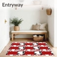 thumbnail image 3 of ODIKA 4'x6' Machine Washable Non-Slip Area Rug, Rustic Farmhouse Check with Holiday Filigree Details High Traffic Rug, Red, 615868, 3 of 7
