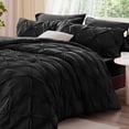 thumbnail image 3 of Black Comforter Set Queen - 3 Pieces Boho Pintuck Bedding Comforter Sets Lightweight Soft Warm Bed Comforter Queen with 2 Pillowcases for All Season, 3 of 7