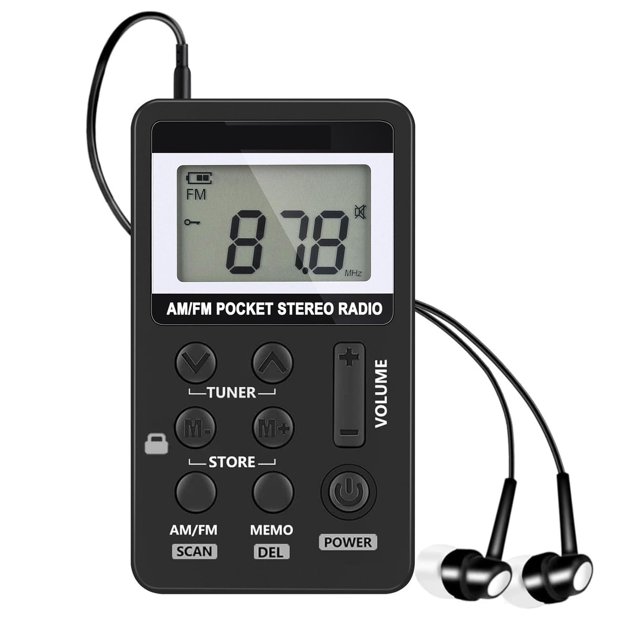 Portable Radio, AM FM Mini Rechargeable Battery Personal Digital Tuning Stereo Pocket Walkmen Radios with Earphone