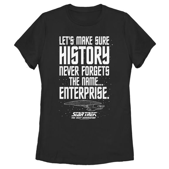 Women's Star Trek: The Next Generation Let's Make Sure History Never Forgets The USS Enterprise  Graphic Tee Black 2X Large