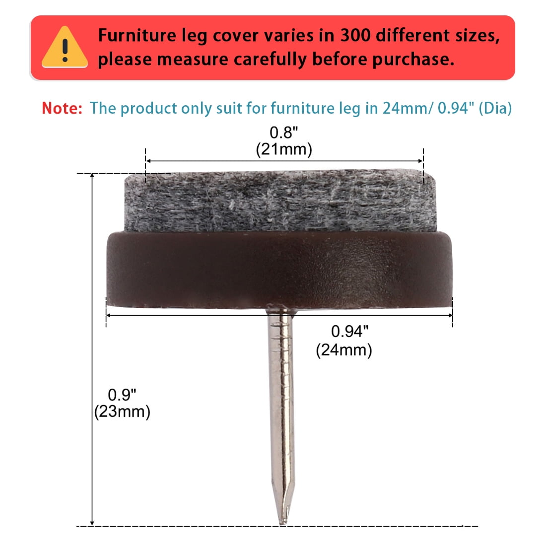 Unique Bargains 50pcs Chair Leg Floor Felt Pad Skid Glide DIY Nail Protectors 24mm Dia