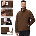 thumbnail image 3 of Muvtei Men's Softshell Jacket Fleece Lined Waterproof Stand Collar Soft Lightweight Shell Rain Jacket Windbreaker Outdoor Hiking Brown 2XL, 3 of 9