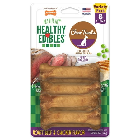 UPC: 0018214829232 | Nylabone Healthy Edibles All-Natural Long Lasting Roast Beef and Chicken Flavor Chew Treats 8 Count Roast Beef & Chicken X-Small/Petite
