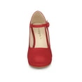 thumbnail image 5 of BLISSFUL STEP Women's Platform Chunky Heel Sandals Pumps Red 6.5, 5 of 6