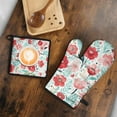 thumbnail image 5 of Pioneer Flower Kitchen Oven Mitt and Pot Holder Sets 2 Pcs for Baking, Cooking and Grilling, Heat Resistant Up To 392 °F, 5 of 7