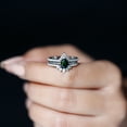 thumbnail image 4 of Rosec Jewels Natural Black Opal Bridal Ring Set with Moissanite - 3 Piece Pear Shaped Engagement Ring with Enhancer - AAA Grade, 10K White Gold, US 12.00, 4 of 9