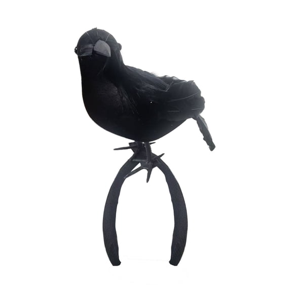 Realistic Black Crow Shoulder Prop Halloween Accessory, Raven Bird Statue with Adjustable Strap for Cosplay Party and Theatrical Outfits