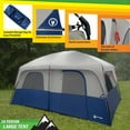 thumbnail image 3 of 10 Person Camping Tent - Large Outdoor Tent with Room Divider and Rainfly - Family Camping House with 2 Doors and 4 Screen Windows by Wakeman Outdoors (Navy), 3 of 4
