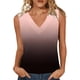 thumbnail image 1 of Mujeres sin mangas Tops de verano gradiente color fuera de posición impresión V-cuello blusa casual Mujeres V-cuello de verano Tops, 1 of 8