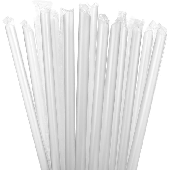 Triani 100 Pack Jumbo Plastic Smoothie Straws，Clear