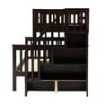 thumbnail image 4 of SEGMART Wood Bunk Beds , 76.97'' x 51.57'' Solid Wood Twin-Over-Full Bed, Sturdy Wood Twin-Over-Full Bunk Beds w/ 4 Storage Shelves, 4-Step Ladder, Full-Length Guardrails, 250lbs, S1934, 4 of 8