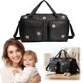 thumbnail image 4 of Moontgen Quilted Baby Diaper Bag Large Mommy Bag Cute Duffle Bag for Women (Black), 4 of 8