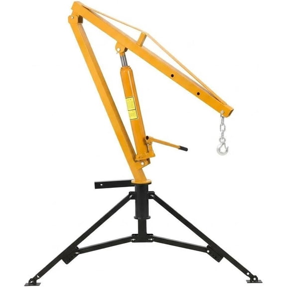 Hydraulic Pickup Truck Crane 1000 Lbs Capacity, 360°Swivel, Hitch Mounted Crane with 3 Adjustable Capacities of 500 Lbs, 750 Lbs and 1000 Lbs for Lifting Goods in Construction, Yellow