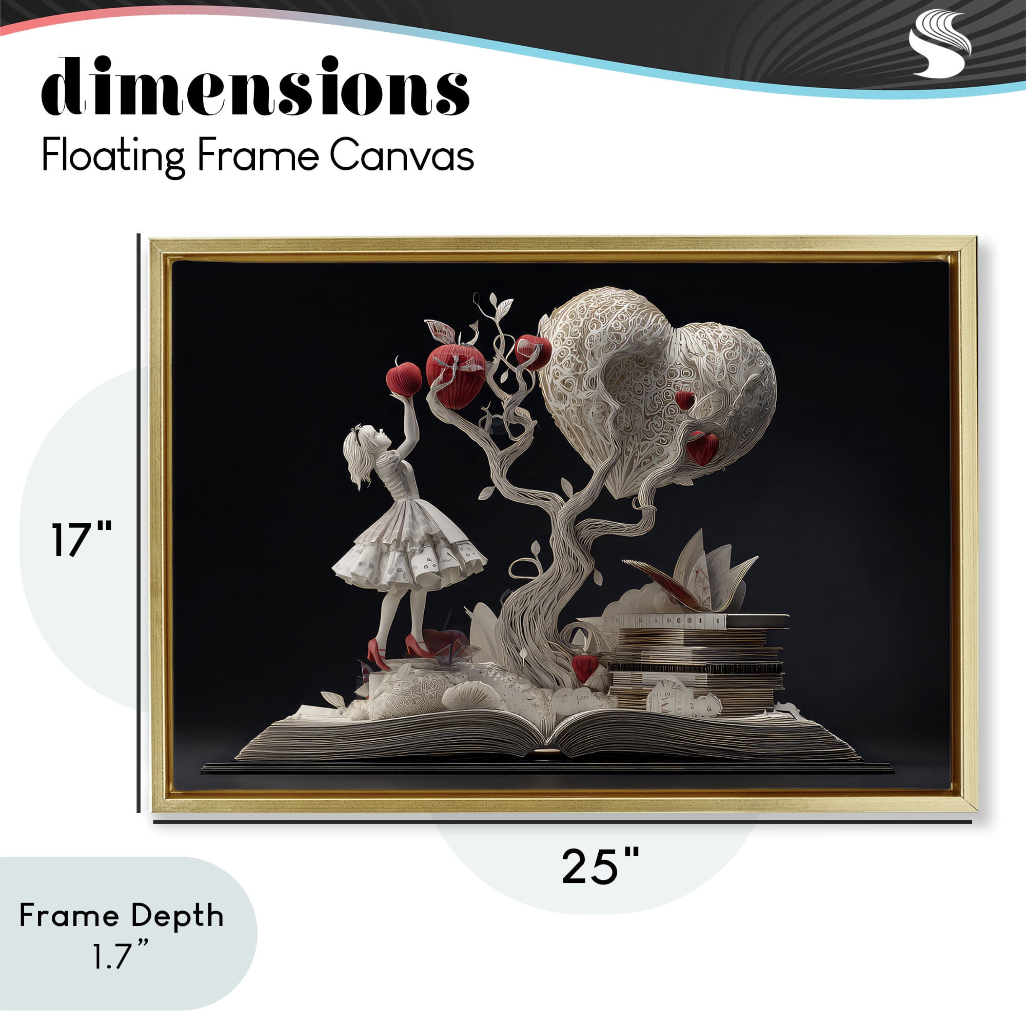 Stupell Industries Paper Sculpture Style Fairytale Gold Framed Floater Canvas Wall Art, design by The Wands Want