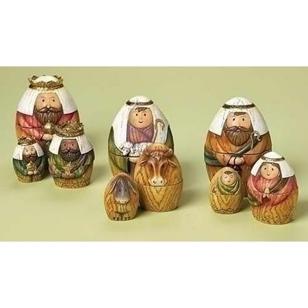 Nativity Grotto Holy Family Three Kings and Shepherd Christmas Nativity Nesting Dolls Set of 9 ()