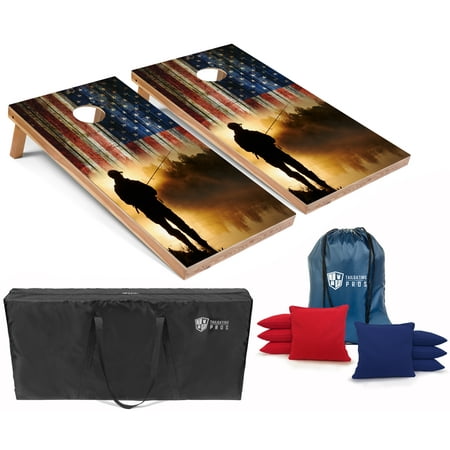Tailgating Pros Cornhole Board Set w/Bean Bags and Carrying Case - 4'x2' Corn Hole Toss - Tournament and Lightweight Options - Optional LED Lights