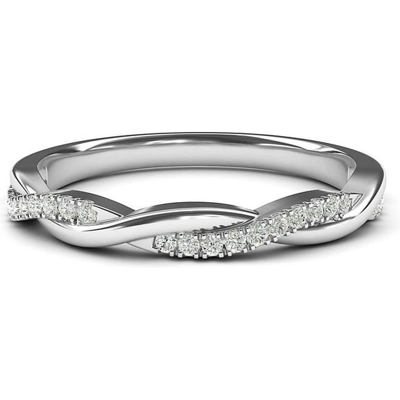 1CT 14k White Gold Plated 2.5mm Petite Twisted Vine Real Moissanite Wedding Band Matching Ring 14k White Gold Plated