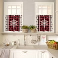 thumbnail image 4 of Christmas Snowflake Kitchen Curtains and Valances Set, Red Beige Buffalo Plaid Winter Snow Rod Pocket Window Valance 18 Inch Window Curtain Panels for Living Room Bedroom Laundry, 27.5x24in, 3 Pieces, 4 of 7
