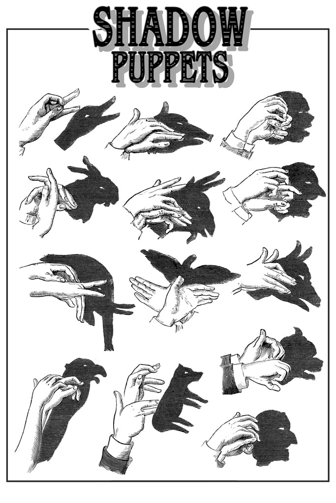 Shadow Puppets For Kids or Adults Guide Silhouette Family Activity