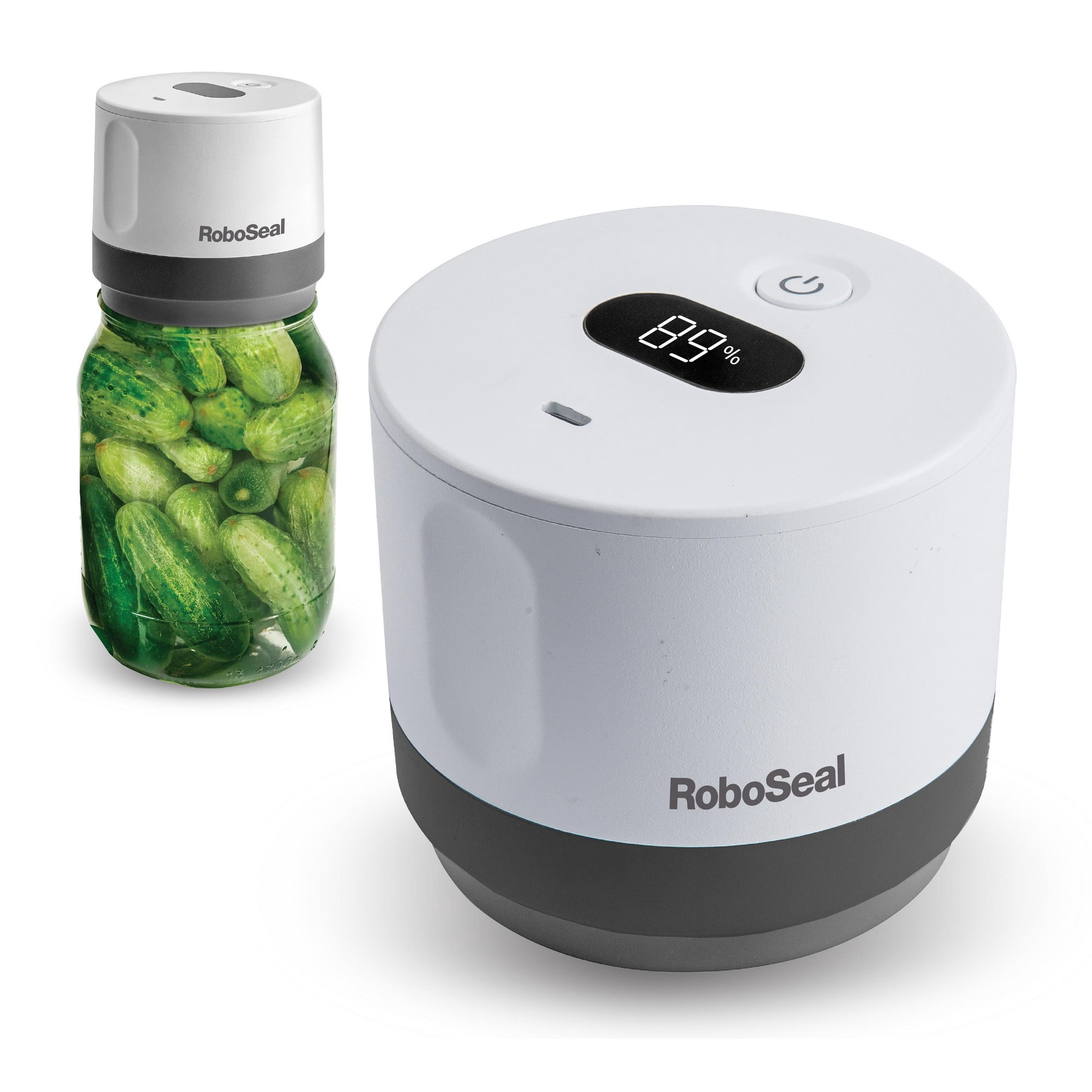 RoboSeal Rechargeable Mason Jar Vacuum Sealer Kit with 10 Lids - 1 Touch Operation, Food Preserver with Auto Stop