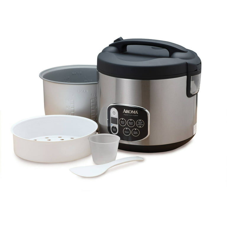 Aroma Housewares 20 Cup Cooked (10 cup uncooked) Digital Rice Cooker, Slow  Cooker, Food Steamer, SS Exterior (ARC-150SB),Black MSRP $48 Auction