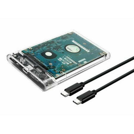 2.5'' External Hard Drive Enclosure USB 3.0 to SATA III Tool-Free Clear Hard Disk Case for 2.5 inch 7mm 9.5mm SATA HDD SSD Max 6TB Support UASP