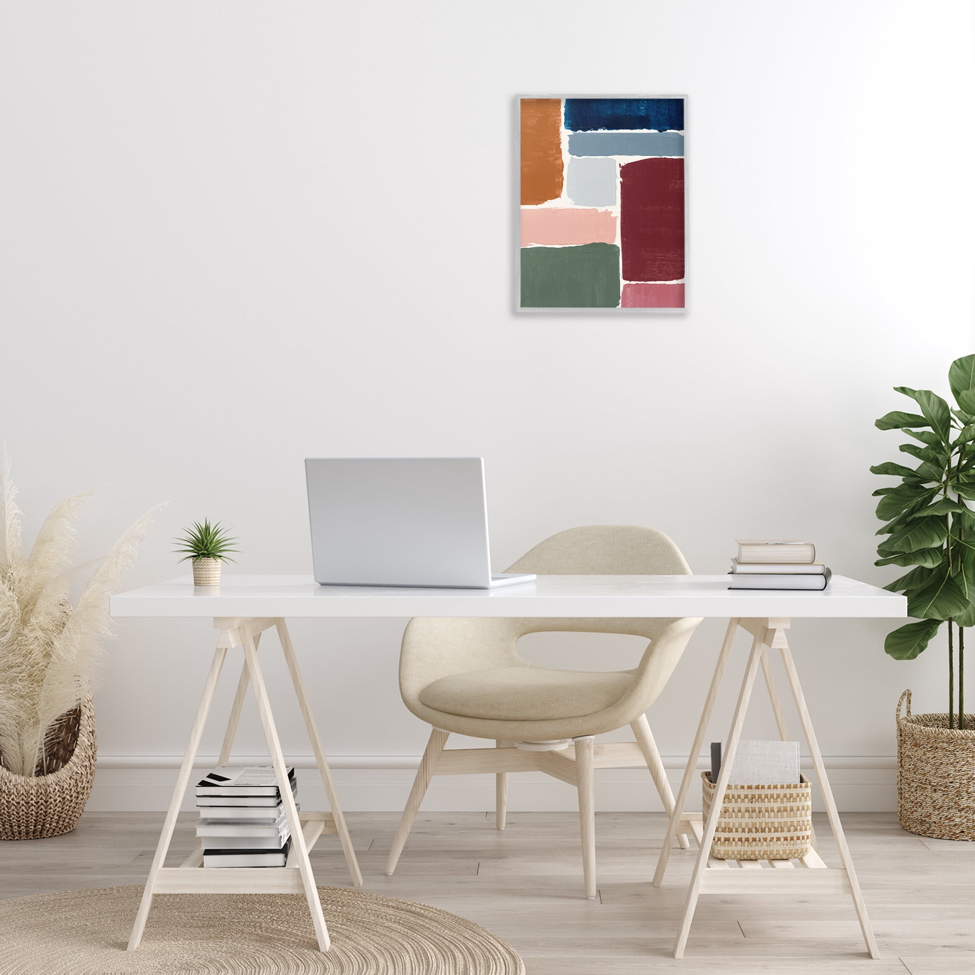 Stupell Industries Asymmetrical Shapes Pattern Abstract Painting Gray Framed Art Print Wall Art, 16 x 20