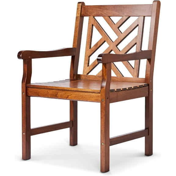 ZOPan Outdoor Dining Chairs, Heavy Duty 330 LBS Wooden Patio Chairs with Comfortable Backrest, Solid Wood Patio Dining Chairs Garden Chairs for Yard, Front Porch and Deck (Natural, 1 PCS)