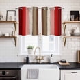 thumbnail image 2 of Red Pink Kitchen Curtains Small Short 39 Inch Length, Farmhouse Wood Grain Vintage Brown Striped Grommet Top Bedroom Living Room Curtains, Light Filtering Cafe Curtain Drapes 2 Panels Set 55''x39'', 2 of 9