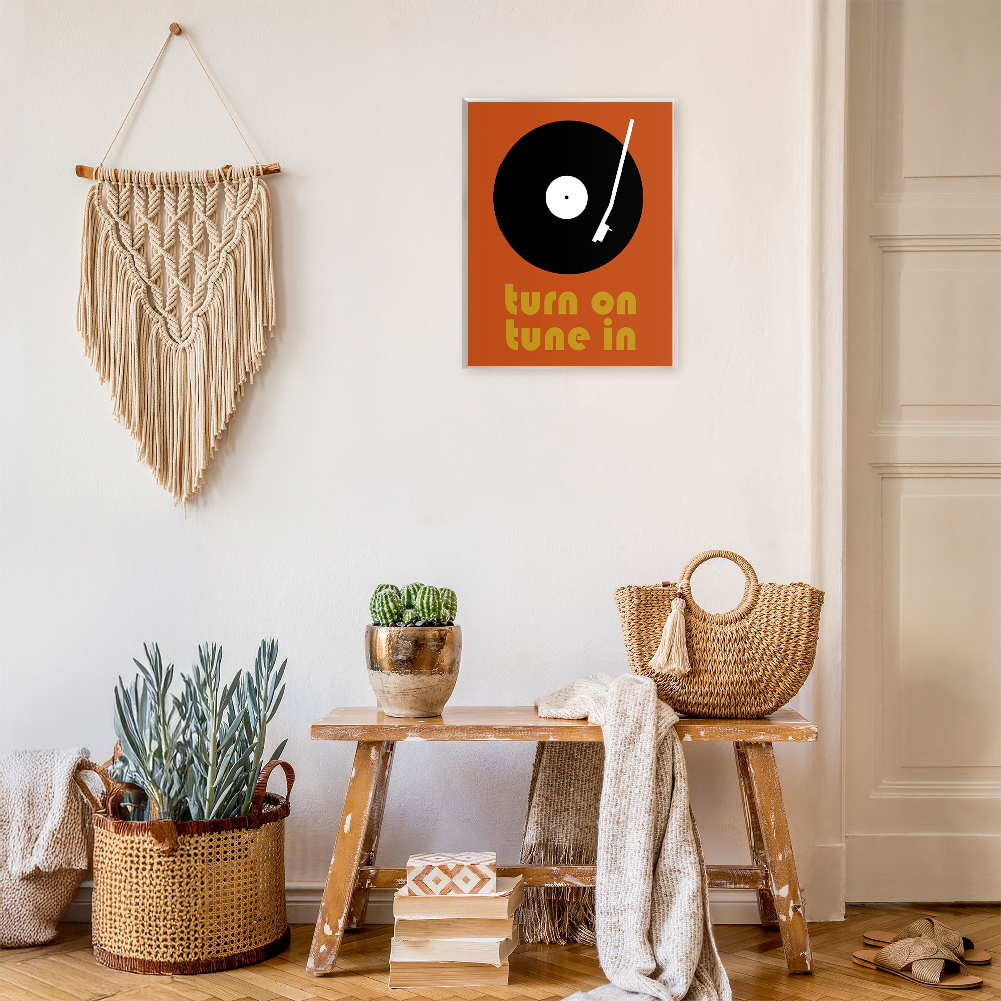 Stupell Industries Turn On Tune In Wall Plaque Art, design by Tom Quartermaine
