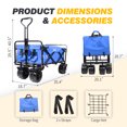 thumbnail image 6 of Collapsible Heavy Duty Beach Wagon Cart Outdoor Folding Utility Camping Garden Beach Cart with Universal Wheels Adjustable Handle Shopping (Blue), 6 of 7