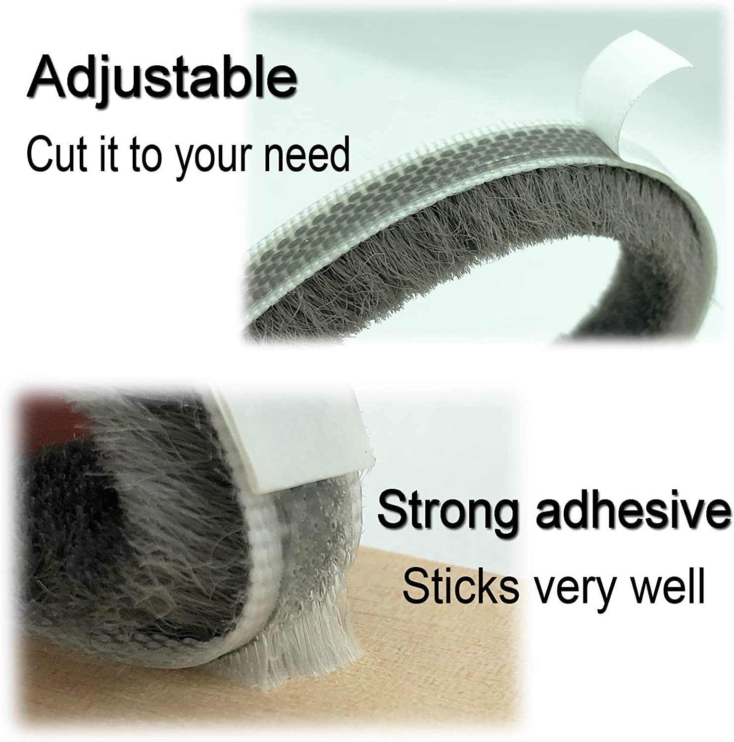 FRKSMD-Brush Weather Stripping for Windows/Doors Frame Side, Pile Self Adhesive Weatherstrip Seal Strip Sealer for Soundproofing(16ft x11/32 Backing x 9/16 Brush inch, Brown)