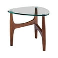 thumbnail image 5 of HomeRoots  Clear Tempered Glass Side Table with Walnut Base, 23.63 x 23.63 x 19.69 in., 5 of 5